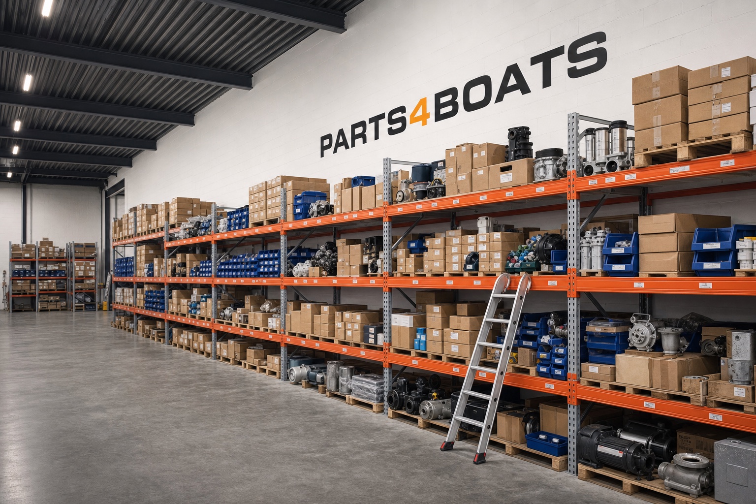 Lagerregal mit Parts4Boats-Warenbestand