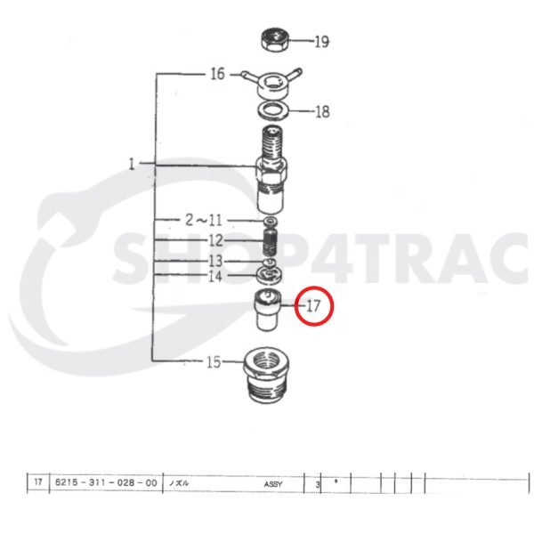 Zerstäuberdüse (Injektortip) Beta Marine Beta 28 / Beta 30 – Nanni N3.30 – Universal M-25XPB