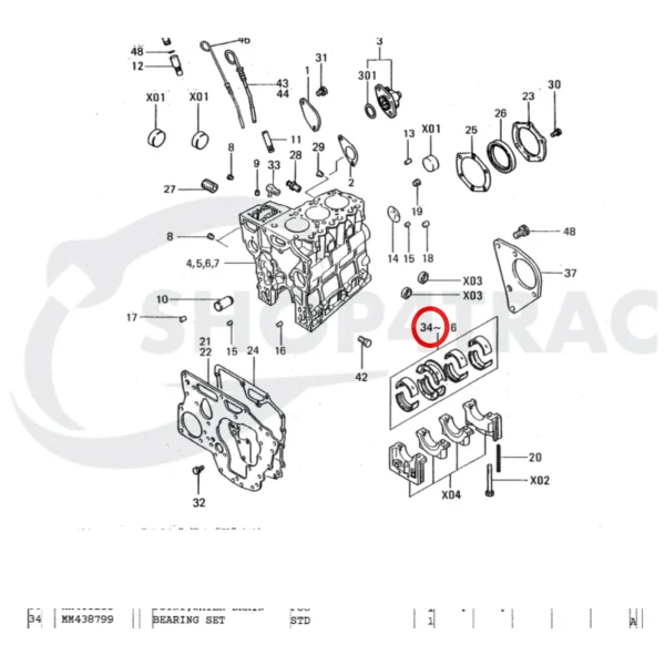 Hauptlagersatz Solé Diesel Mini 26 – Vetus M3.09 | M3.28 – Craftsman Marine CM3.27 – JF Marine Power JF6-1500