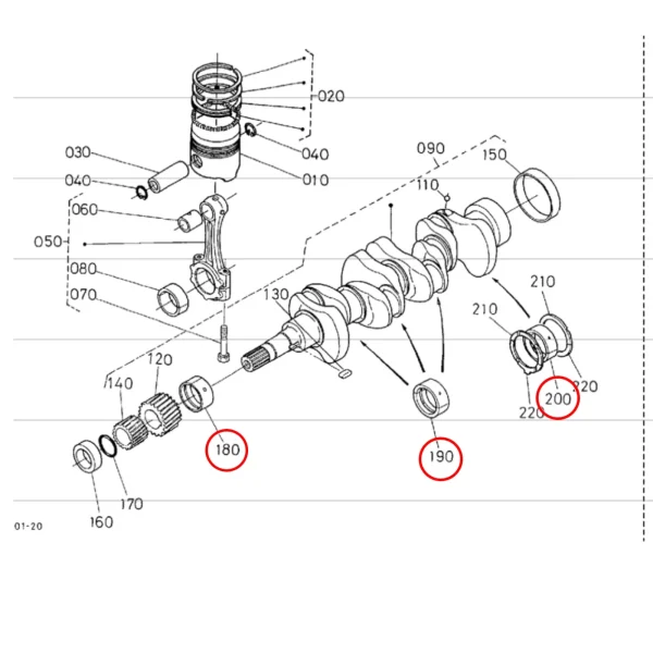 Hauptlagersatz Beta Marine Beta 28 | Beta 30 | Beta 35 | Beta 38 – Nanni N3.30 | N4.38 – Universal M-25XPB | M-35B