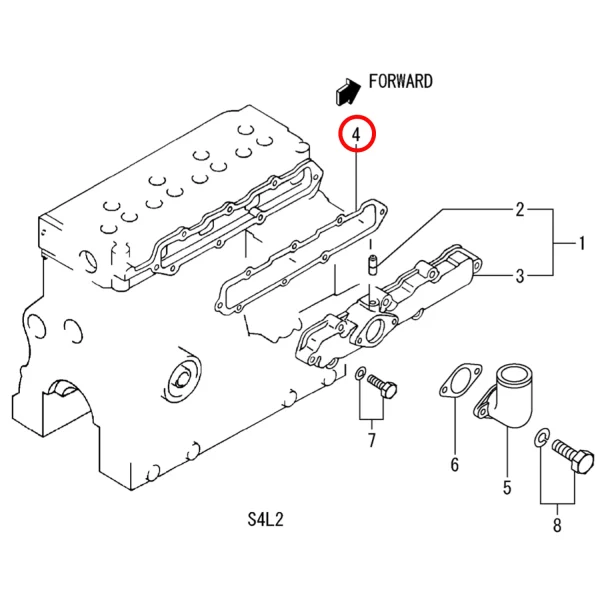 Ansaugkrümmerdichtung Solé Diesel Mini 44 | Mini 55 – Vetus M4.15 | M4.17 – Craftsman Marine CM4.42 – JF Marine Power JF15