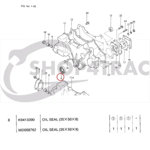Kurbelwellendichtring vorne Solé Diesel Mini 33 | Mini 44 | Mini 55 – Vetus M4.15 | M4.17 – Craftsman Marine CM4.42 – JF Marine Power JF10 | JF15