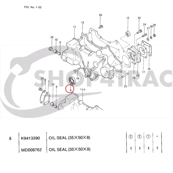 Kurbelwellendichtring vorne Solé Diesel Mini 33 | Mini 44 | Mini 55 – Vetus M4.15 | M4.17 – Craftsman Marine CM4.42 – JF Marine Power JF10 | JF15