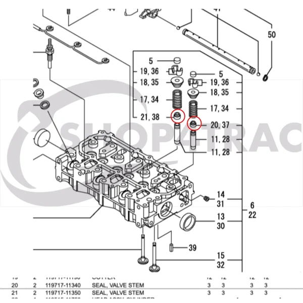 Ventilschaftabdichtungen Yanmar 2YM15 | 3YM20 | 3YM30