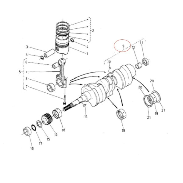 Kurbelwelle Universal M-25 – Nanni 3.90HE