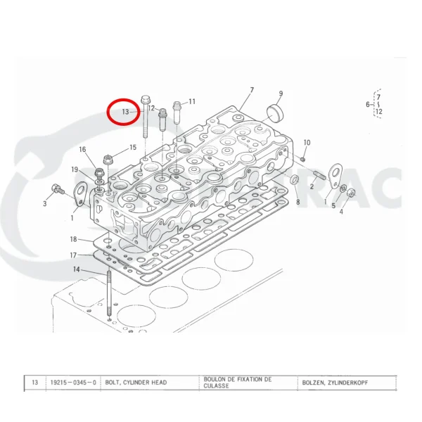 Zylinderkopfschraube Universal M-25 | M-25XP | M-35 | M-35A – Nanni 3.90HE | 4.110HE – Renault Marine D950