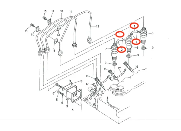 Kraftstoffrücklaufleitung Universal M-25 | M-25XP – Nanni 3.90HE – Renault Marine D950