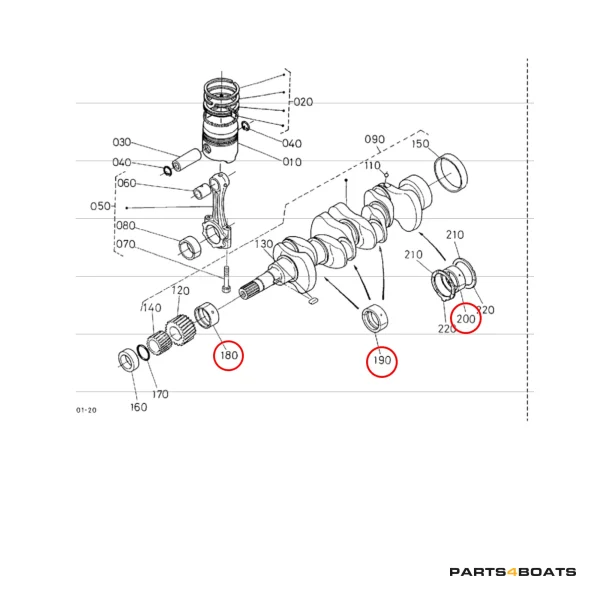 Hauptlagersatz Beta Marine Beta 28 | Beta 30 | Beta 35 | Beta 38 – Nanni N3.30 | N4.38 – Universal M-25XPB | M-35B