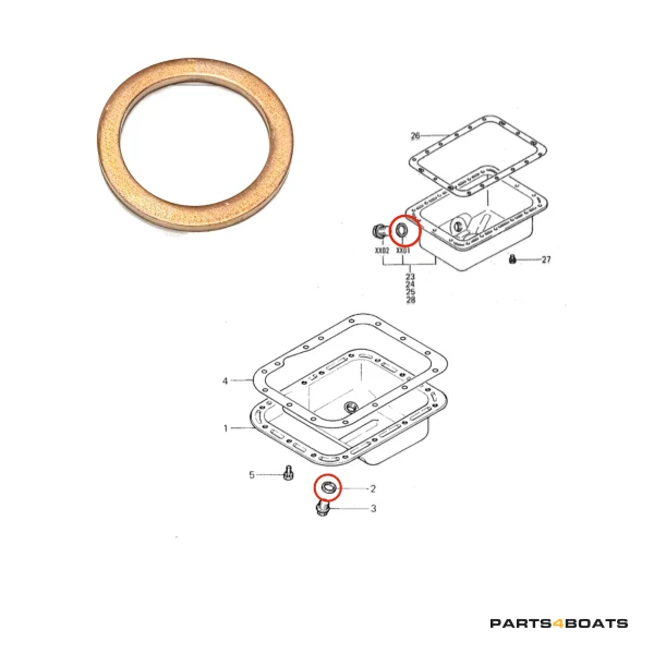 Kupfer-Dichtring Ölablassschraube Solé Diesel Mini 18 | Mini 23 | Mini 32 | Mini 34 – Vetus M3.10 | M4.14 – Meiki
