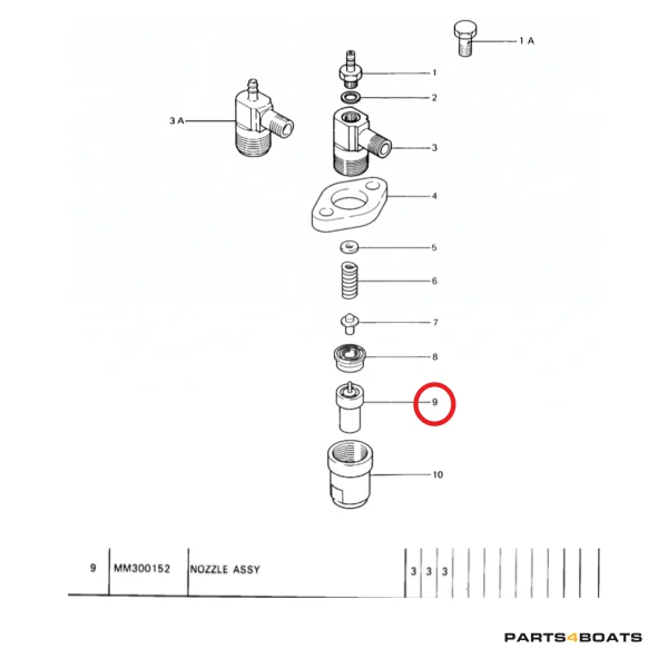 Einspritzdüse Solé Diesel Mini 18 | Mini 23 | Mini 32 | Mini 34 – Vetus M3.10 | M4.14 – Meiki