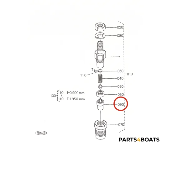 Zerstäuberdüse Nozzle Beta Marine Beta 50 – Nanni N4.50 (Typ DN0PD80)