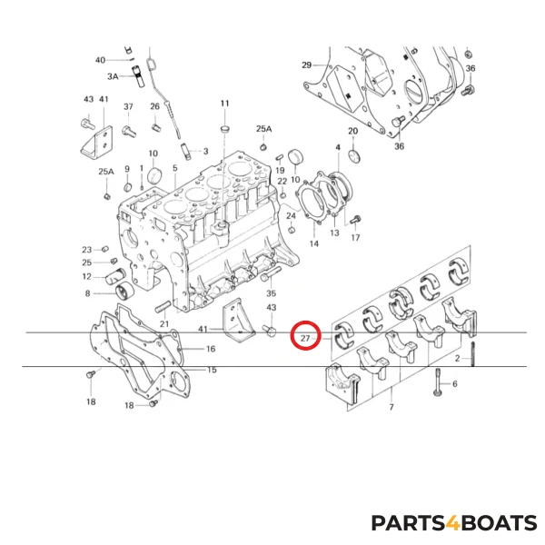 Hauptlagersatz Solé Diesel Mini 44 | Mini 55 – Vetus M4.15 | M4.17 – Craftsman Marine CM4.42 – JF Marine Power JF15