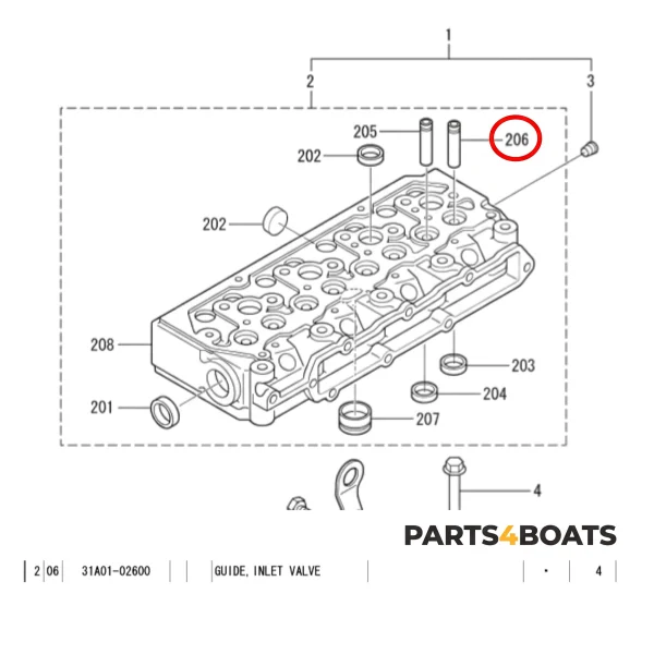 Ventilführung Einlass Solé Diesel Mini 33 | Mini 44 | Mini 55 – Vetus M4.15 | M4.17 – Craftsman Marine CM4.42 – JF Marine Power JF10 | JF15